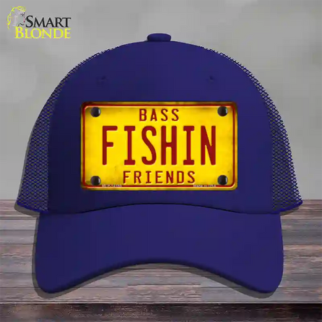 Fishin Friends Novelty License Plate Hat Mesh / Royal Blue