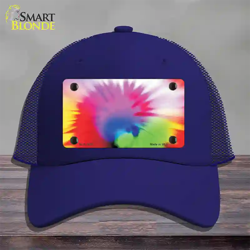 Pink Tie-Dye Novelty License Plate Hat Mesh / Royal Blue