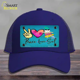 Peace Love Surf Novelty License Plate Hat Mesh / Royal Blue