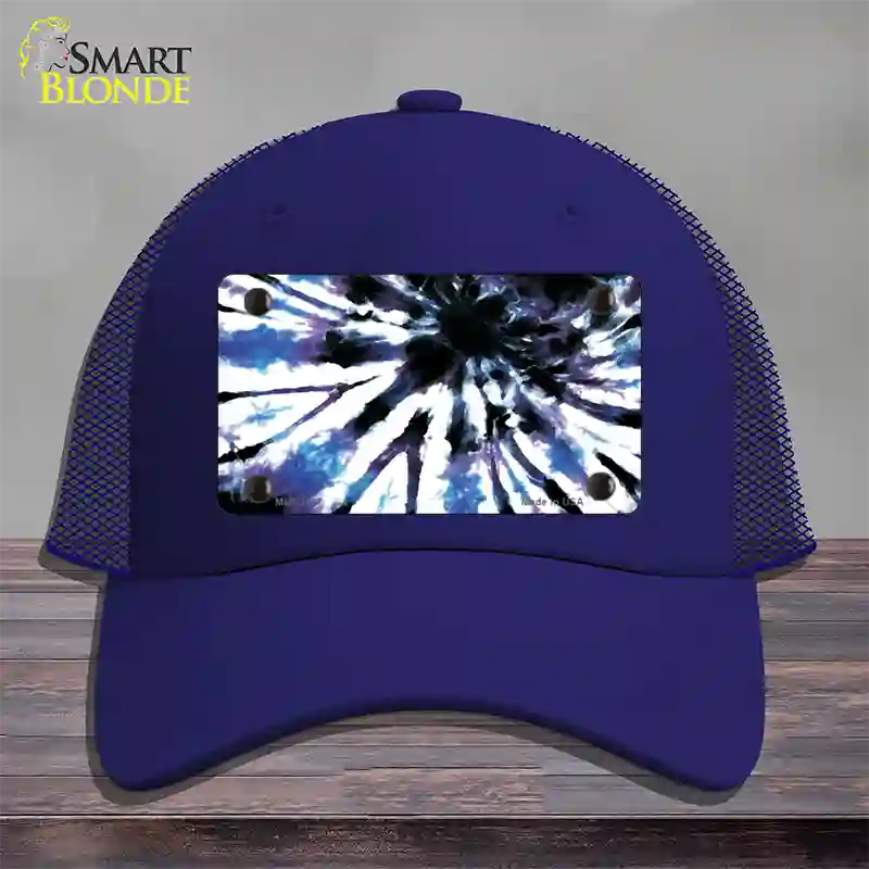 Purple Blue Tie-Dye Novelty License Plate Hat Mesh / Royal Blue