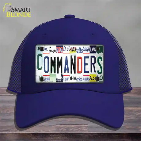 Commanders Strip Art Novelty License Plate Hat Mesh / Royal Blue