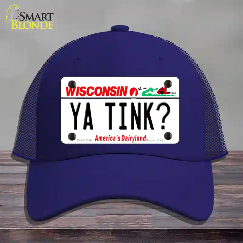 Ya Tink Wisconsin Novelty License Plate Hat Mesh / Royal Blue