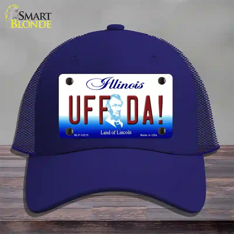 Uff Da Illinois Novelty License Plate Hat Mesh / Royal Blue