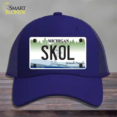 Skol Michigan Novelty License Plate Hat Mesh / Royal Blue