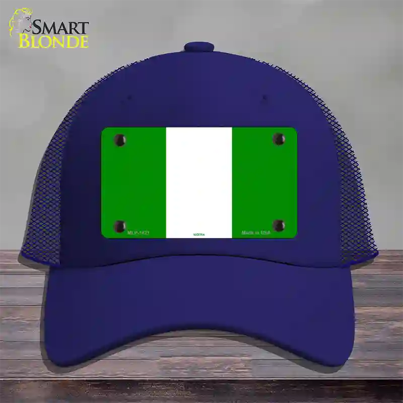 Nigeria Flag Novelty License Plate Hat Mesh / Royal Blue