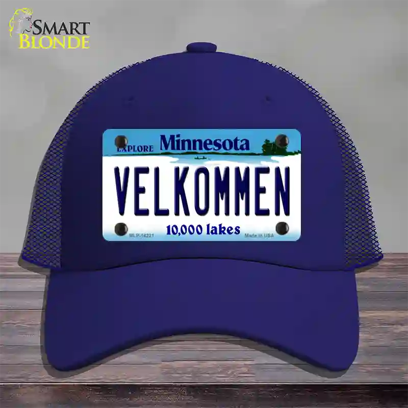 Velkommen Minnesota Novelty License Plate Hat Mesh / Royal Blue