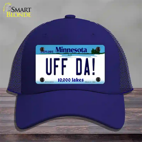 Uff Da Minnesota Novelty License Plate Hat Mesh / Royal Blue