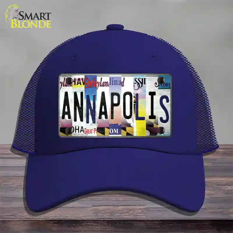 Annapolis Strip Art Novelty License Plate Hat Mesh / Royal Blue