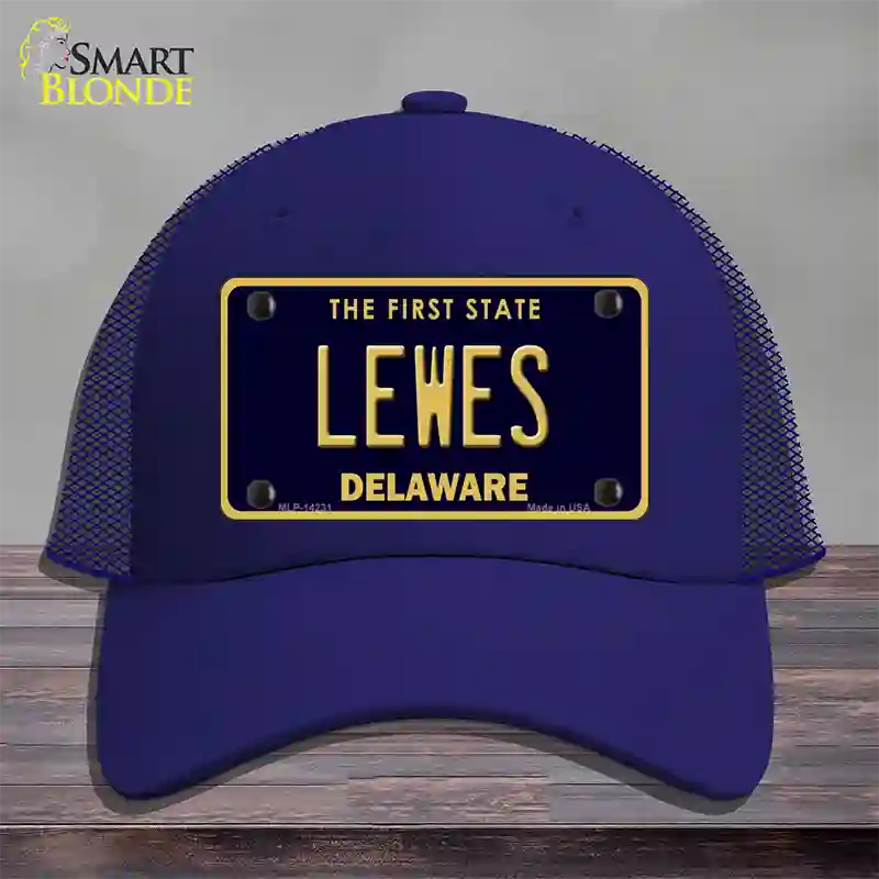 Lewes Delaware Novelty License Plate Hat Mesh / Royal Blue