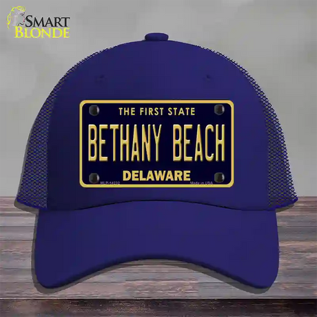 Bethany Beach Delaware Novelty License Plate Hat Mesh / Royal Blue