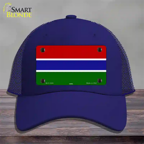 Gambia Flag Novelty License Plate Hat Mesh / Royal Blue