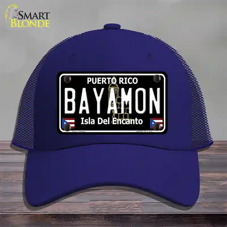 Bayamon Puerto Rico Black Novelty License Plate Hat Mesh / Royal Blue