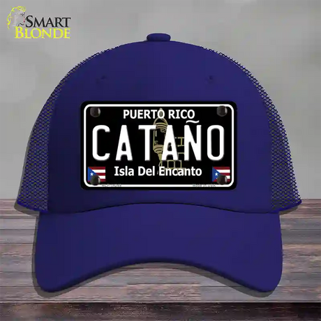 Catano Puerto Rico Black Novelty License Plate Hat Mesh / Royal Blue