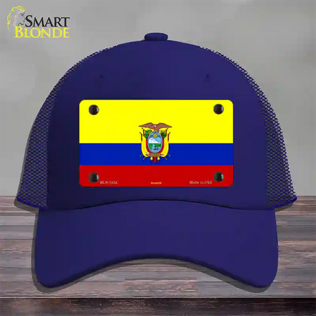 Ecuador Flag Novelty License Plate Hat Mesh / Royal Blue