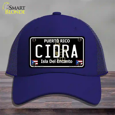 Cidra Puerto Rico Black Novelty License Plate Hat Mesh / Royal Blue