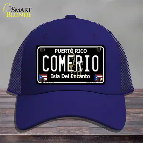 Comerio Puerto Rico Black Novelty License Plate Hat Mesh / Royal Blue