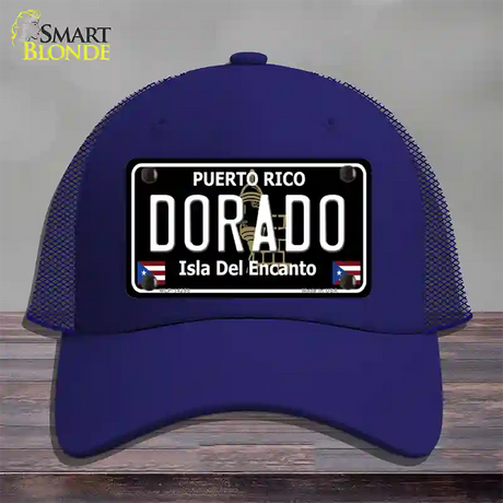 Dorado Puerto Rico Black Novelty License Plate Hat Mesh / Royal Blue