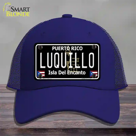 Luquillo Puerto Rico Black Novelty License Plate Hat Mesh / Royal Blue