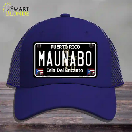 Maunabo Puerto Rico Black Novelty License Plate Hat Mesh / Royal Blue