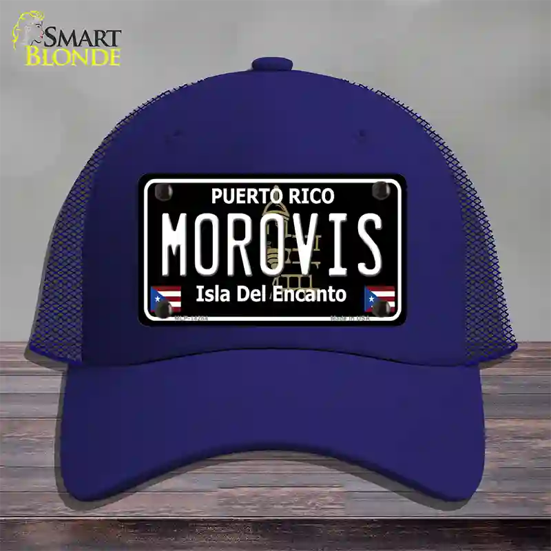 Morovis Puerto Rico Black Novelty License Plate Hat Mesh / Royal Blue