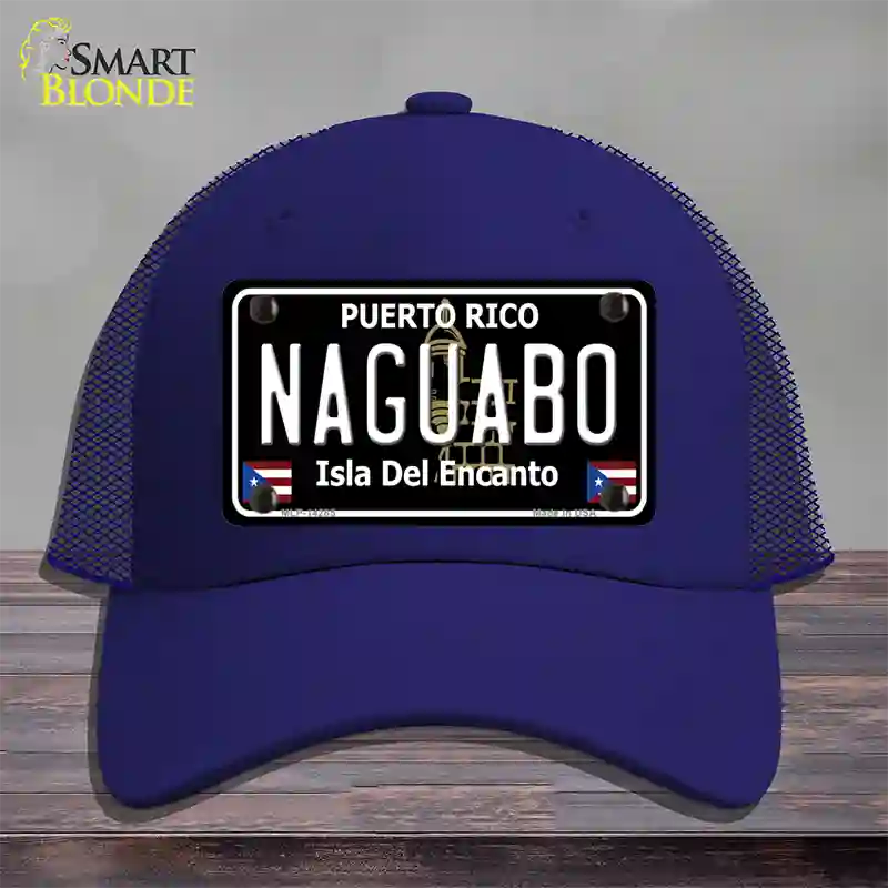 Naguabo Puerto Rico Black Novelty License Plate Hat Mesh / Royal Blue