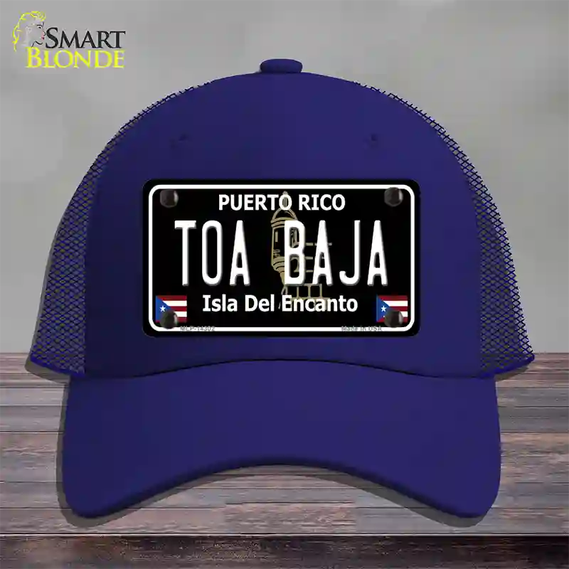 Toa Baja Puerto Rico Black Novelty License Plate Hat Mesh / Royal Blue