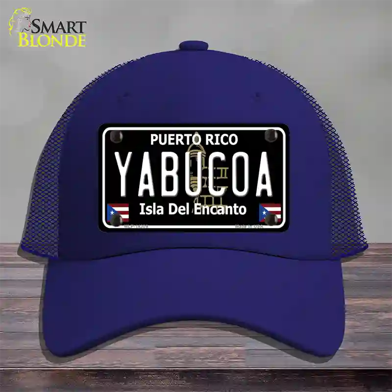 Yabucoa Puerto Rico Black Novelty License Plate Hat Mesh / Royal Blue