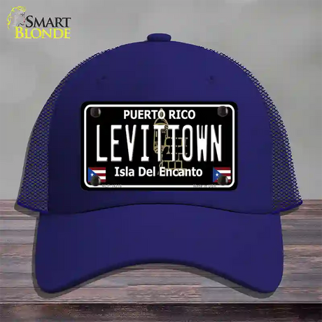 Levittown Puerto Rico Black Novelty License Plate Hat Mesh / Royal Blue