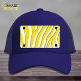 Yellow White Zebra Novelty License Plate Hat Mesh / Royal Blue