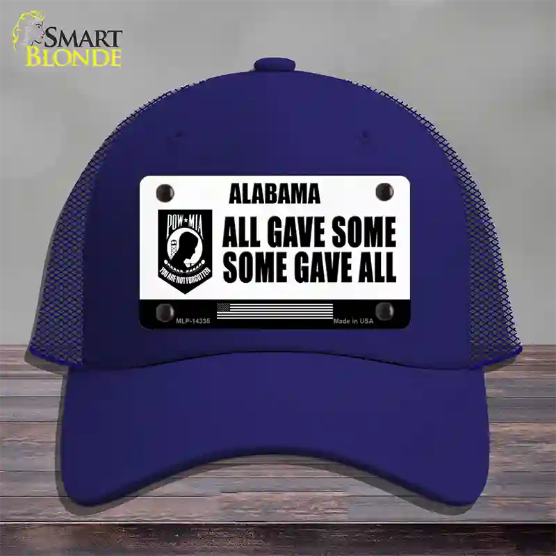 Alabama POW MIA Some Gave All Novelty License Plate Hat Mesh / Royal Blue