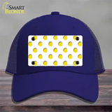 Yellow White Polka Dot Novelty License Plate Hat Mesh / Royal Blue