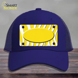 Yellow White Zebra Yellow Center Oval Novelty License Plate Hat Mesh / Royal Blue