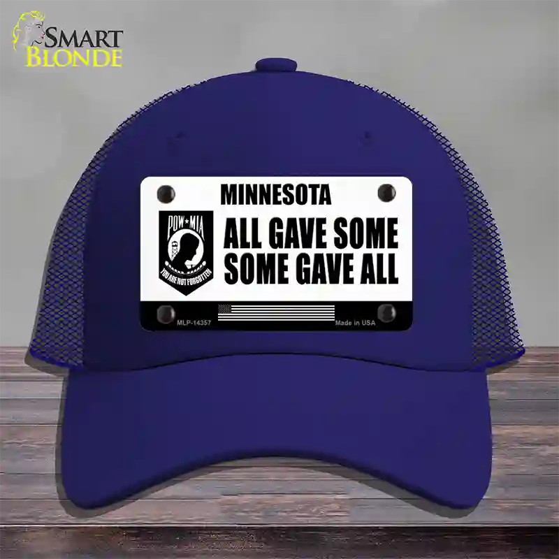 Minnesota POW MIA Some Gave All Novelty License Plate Hat Mesh / Royal Blue