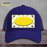 Yellow White Polka Dot Yellow Center Oval Novelty License Plate Hat Mesh / Royal Blue