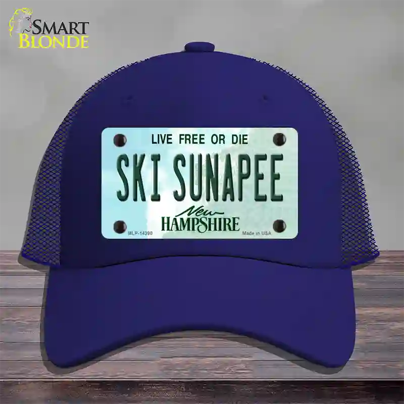 Ski Sunapee New Hampshire Novelty License Plate Hat Mesh / Royal Blue