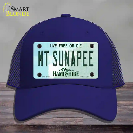 Mount Sunapee New Hampshire Novelty License Plate Hat Mesh / Royal Blue