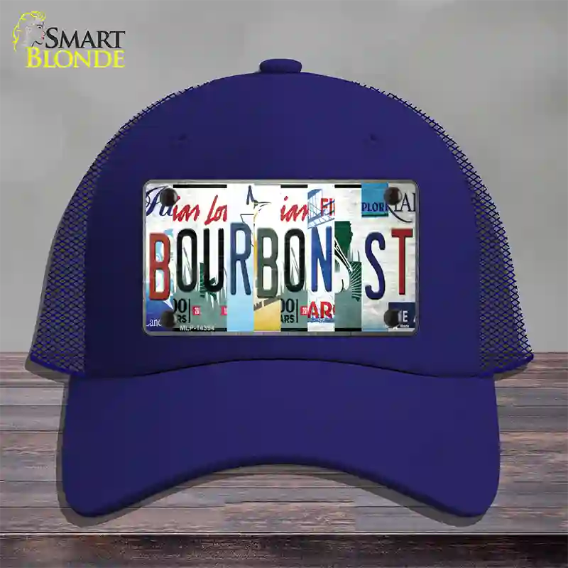 Bourbon St License Plate Art Novelty License Plate Hat Mesh / Royal Blue