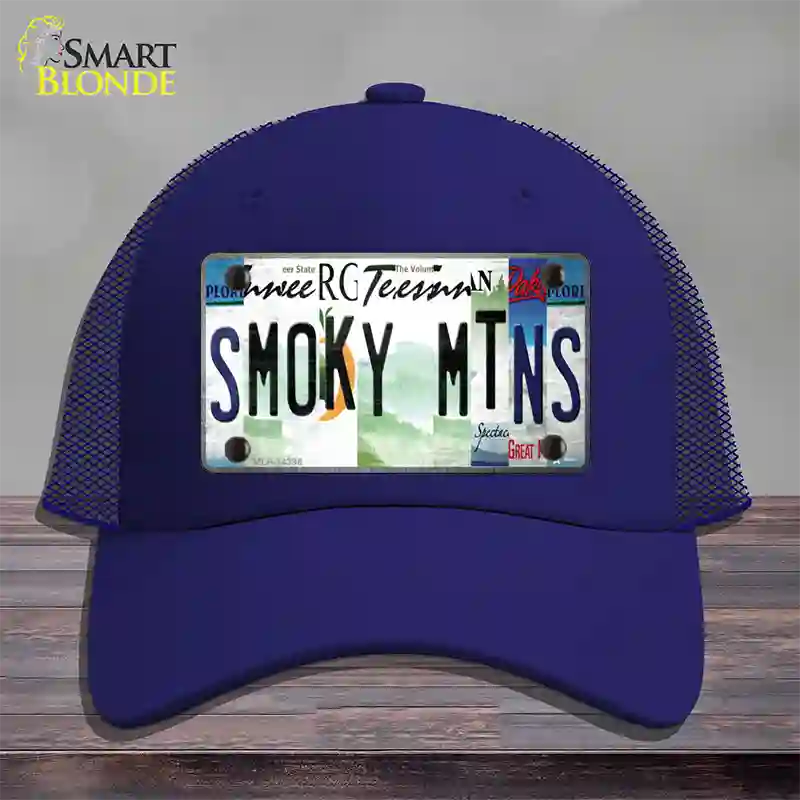 Smoky Mountains License Plate Art Novelty License Plate Hat Mesh / Royal Blue