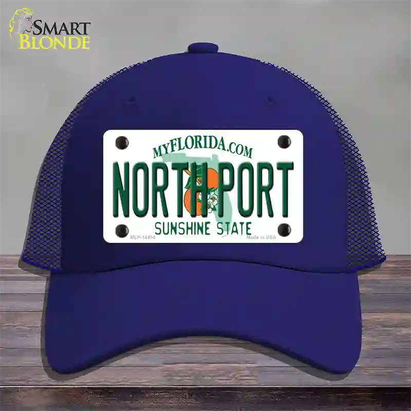 North Port Florida Novelty License Plate Hat Mesh / Royal Blue