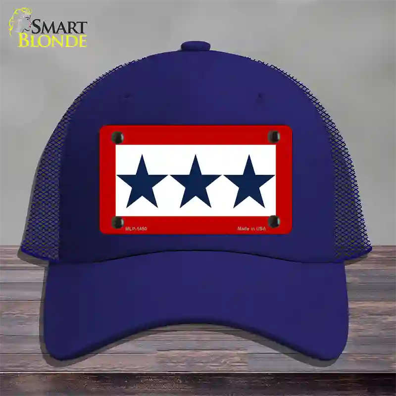 Blue Star Three Novelty License Plate Hat Mesh / Royal Blue