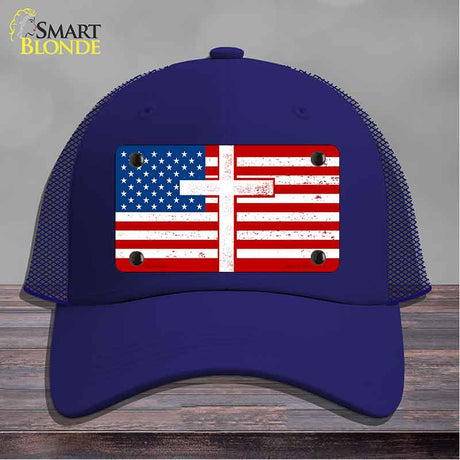 American Flag with Cross Novelty License Plate Hat HAT-MLP-14518