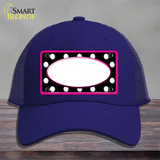 White Black Polka Dots Pink Frame And White Center Oval Novelty License Plate Hat Mesh / Royal Blue