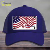 I Love America Flag Novelty License Plate Hat Mesh / Royal Blue