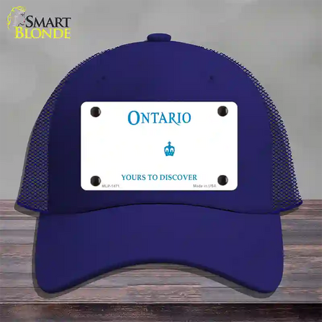 Ontario Canada Novelty License Plate Hat Mesh / Royal Blue