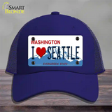 I Love Seattle Washington Novelty License Plate Hat Mesh / Royal Blue