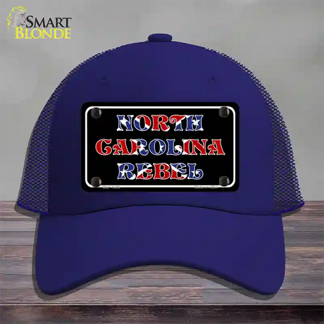 North Carolina Rebel Novelty License Plate Hat Mesh / Royal Blue