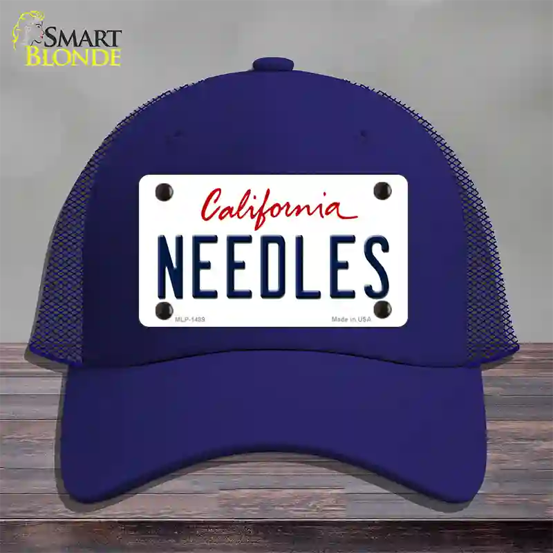 Needles California Novelty License Plate Hat Mesh / Royal Blue