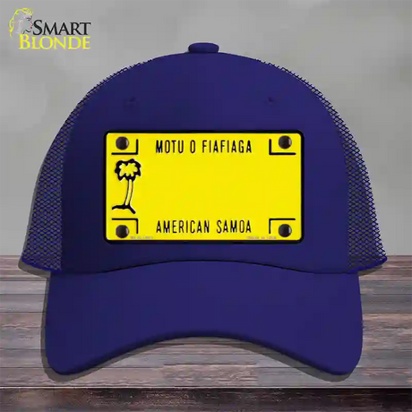 American Samoa Novelty License Plate Hat Mesh / Royal Blue