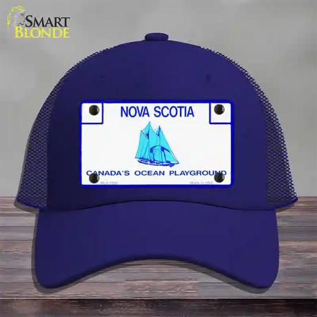 Nova Scotia Novelty License Plate Hat Mesh / Royal Blue