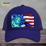 Lady Liberty Novelty License Plate Hat Mesh / Royal Blue